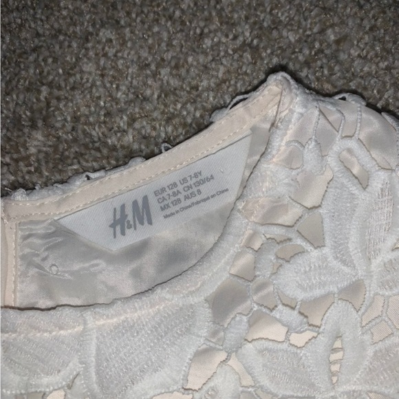 Girls Ivory White Lace H&M Dress 7-8y - Picture 3 of 4